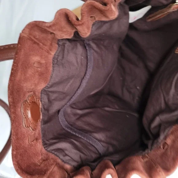 Lucky Brand Rust Brown Suede Leather Shoulder Purse Bag Double Handles EUC - Picture 8 of 13